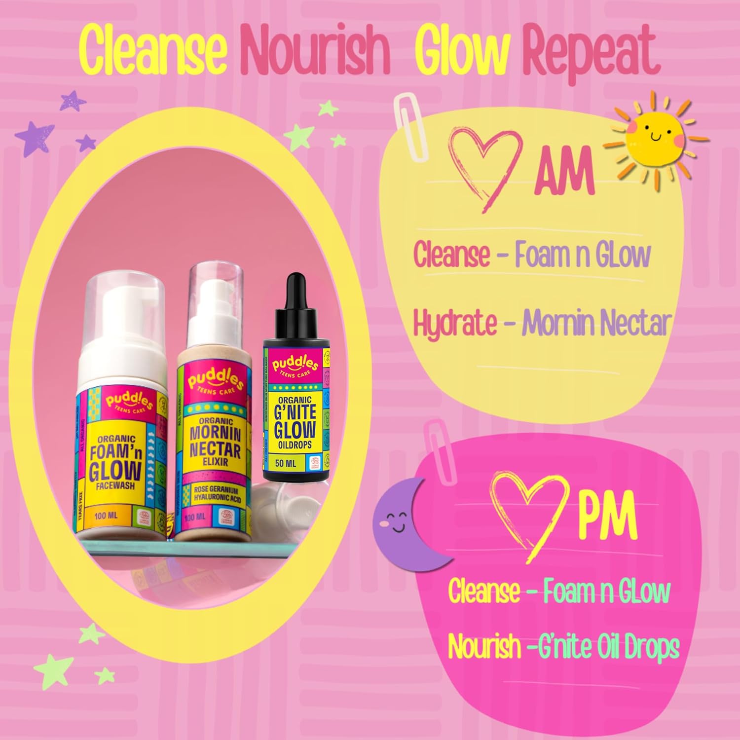 Puddles Teens Care Organic G’nite Glow oil drops