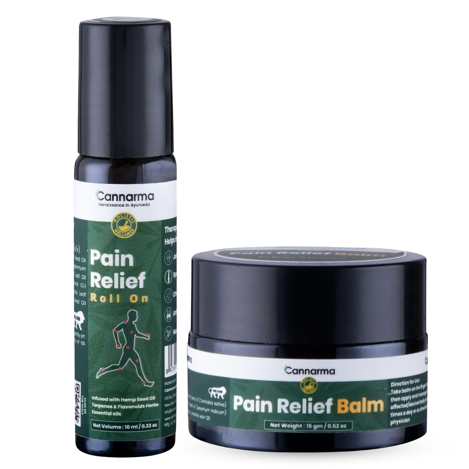 Cannarma Hemp Pain Balm & Joint Pain Roll On Combo