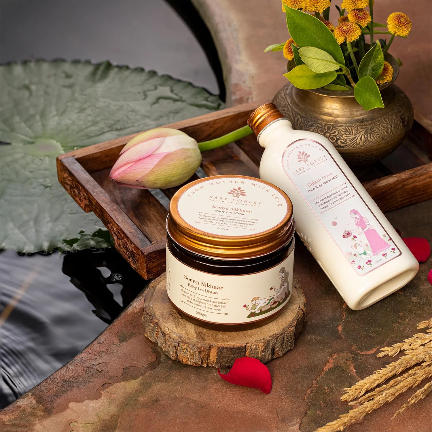 Baby Forest Baby Loi Ubtan Powder (200gm) & Baby Rose Water Mist Combo(200ml)