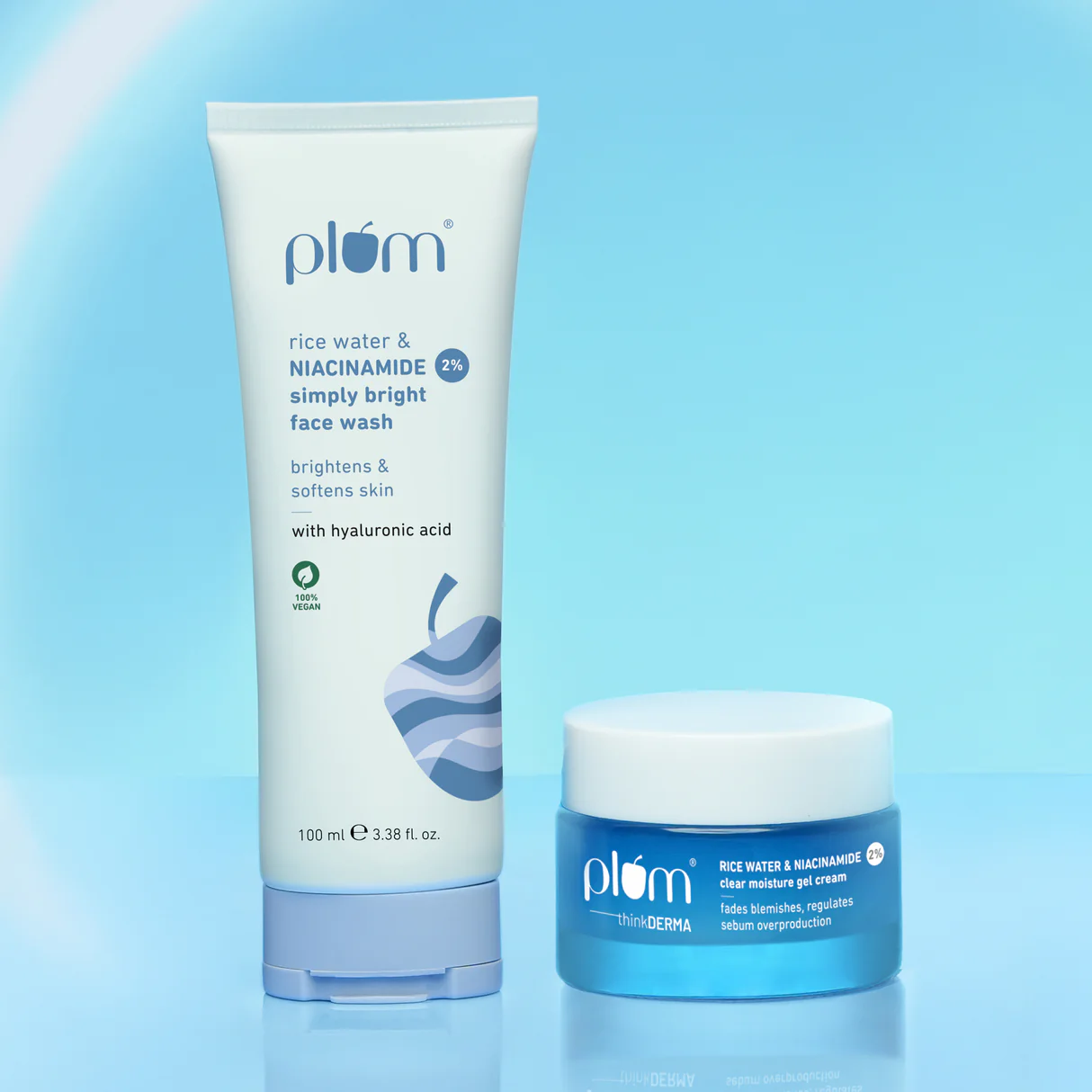 Simply Bright Routine! 2% Niacinamide & Plum Rice Water face wash & 2% Niacinamide Gel Cream