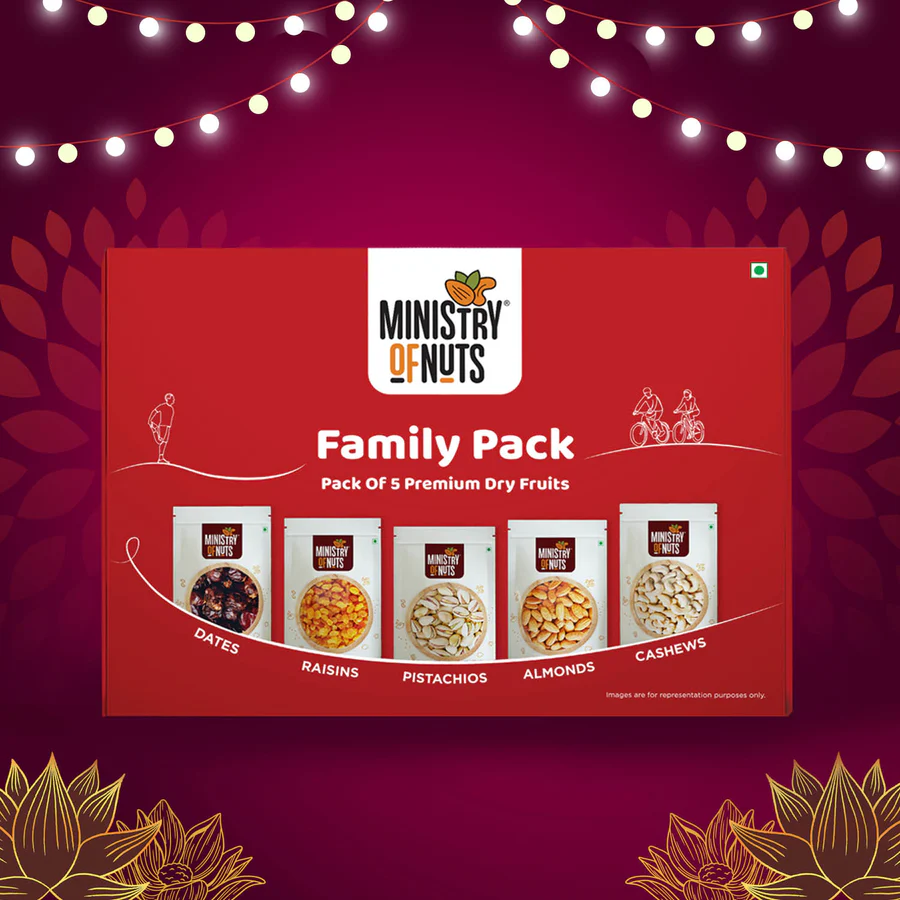 Panchmeva - Family Pack Of 5 Premium Dry Fruits 750 Grams | Red