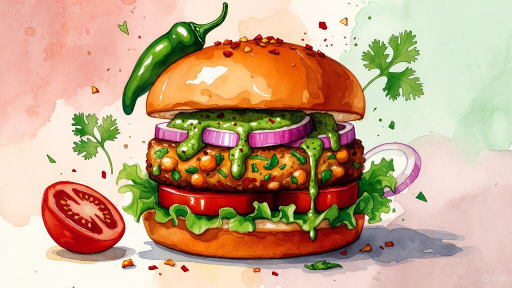 Indian style vegan burger