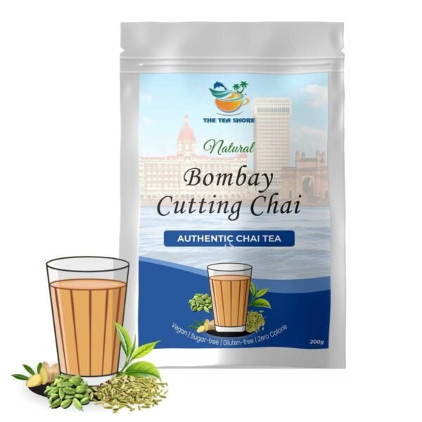 The Tea Shore Bombay Cutting Chai - 200g | Chaipatti | Assam Tea | Authentic Mumbai Taste | Bombay Tea Blend | Street Style Chai, Cardamom, Fennel, Ginger (Pack of 1)