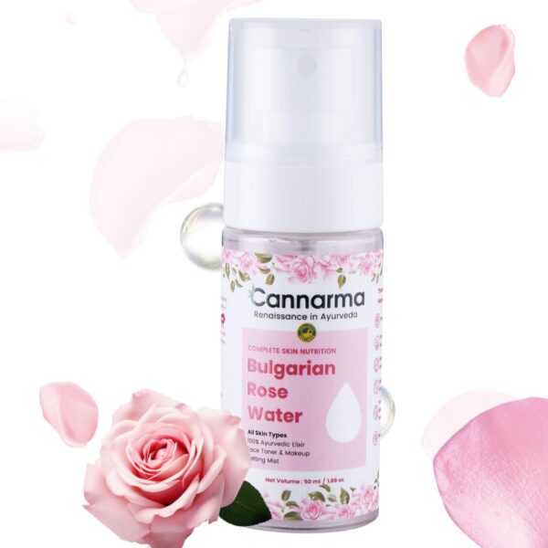 Cannarma Bulgarian Rose Water Face Toner for Glowing Brighter and Hydrates | Pure Gulab Jal | Balances pH Levels | Non-Drying | Mist Spray | All Skin types | 50ml
