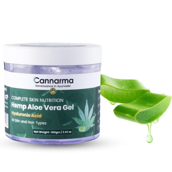 Cannarma Hemp Aloe Vera Gel with Hyaluronic Acid, D-Panthenol with Vitamin B5, Multipurpose Aloe Vera Gel For Face, Body & Hair | For Glowing & Soothing Skin, Anti-Ageing & Acne | Suitable for All Skin Types |100 gm