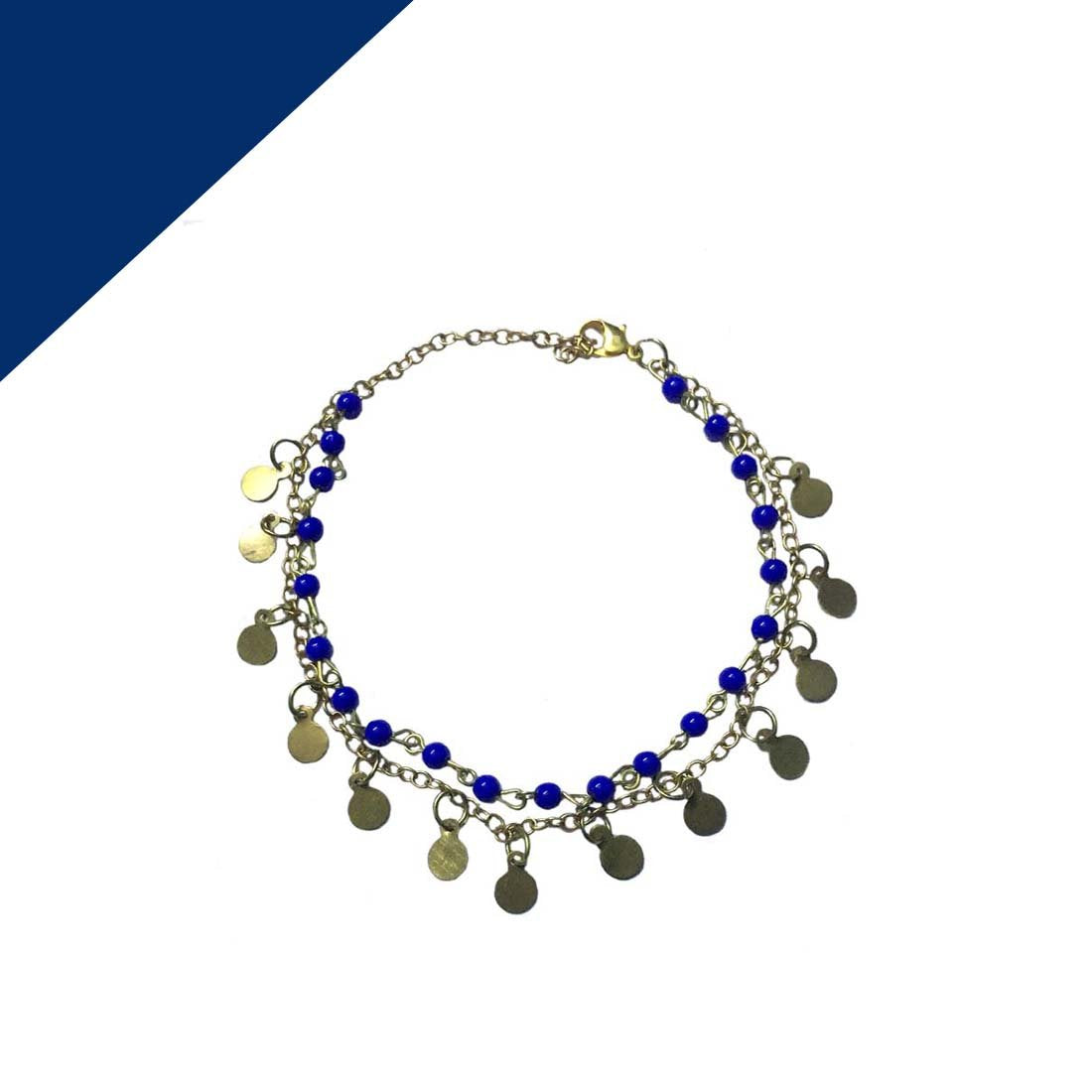 Anklet2-3.jpg Blue Alloy Beaded Golden Anklet - Image 1