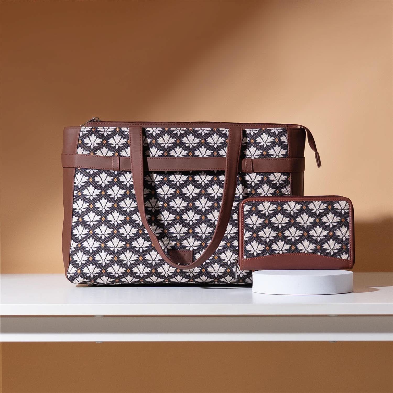 Bidrikaiser-StatementOfficeBag_ChainWalletCombo.jpg Bidri kaiser - Statement Office Bag & Chain Wallet Combo - Image 1