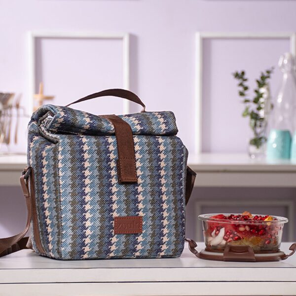 Bombay Houndstooth Roll Up Lunch Bag