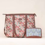 Mughal Art Multicolor and Jaipur Fresco - Office Bag & Chain Wallet Combo