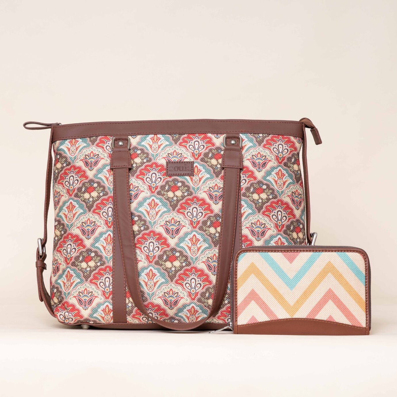 DSC02002edited.jpg Mughal Art Multicolor and WavBeach - Office Bag & Chain Wallet Combo - Image 1