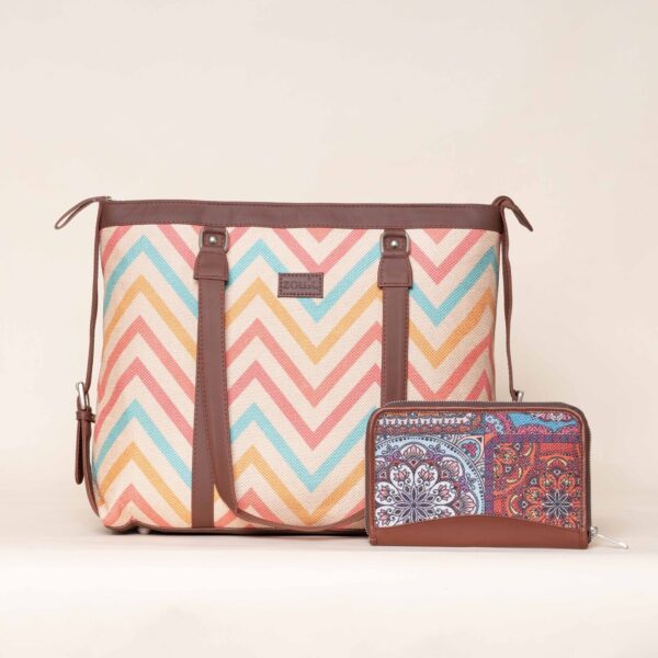 WavBeach and Multicolor Mandala - Office Bag & Chain Wallet Combo