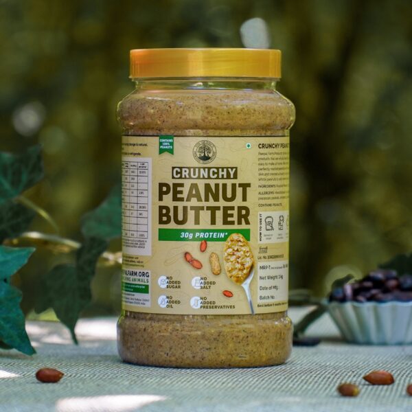 Crunchy Peanut Butter (1 Kg), Vegan, Unsweetened, Protein Packed