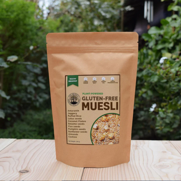 Gluten-Free Plant-Powered Muesli (200 g), Sweetened Using Jaggery, Vegan