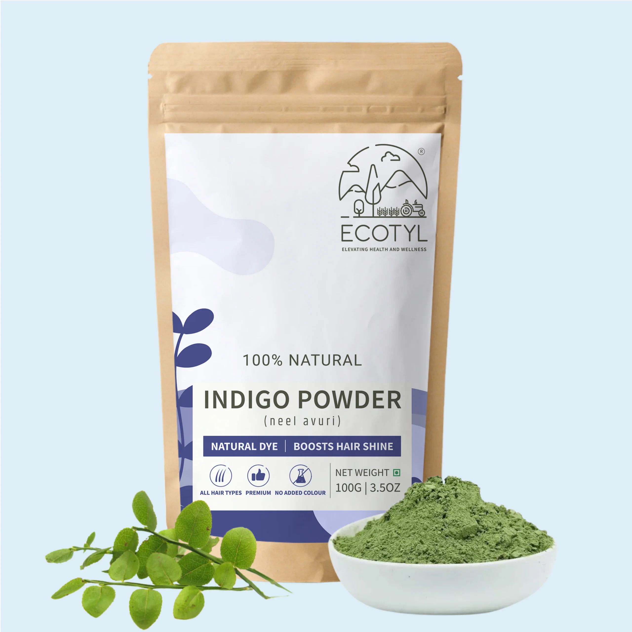 INDIGOPOWDER1-scaled-1.webp Ecotyl Natural Indigo Powder – Pure Chemical-Free Hair Dye - Image 1