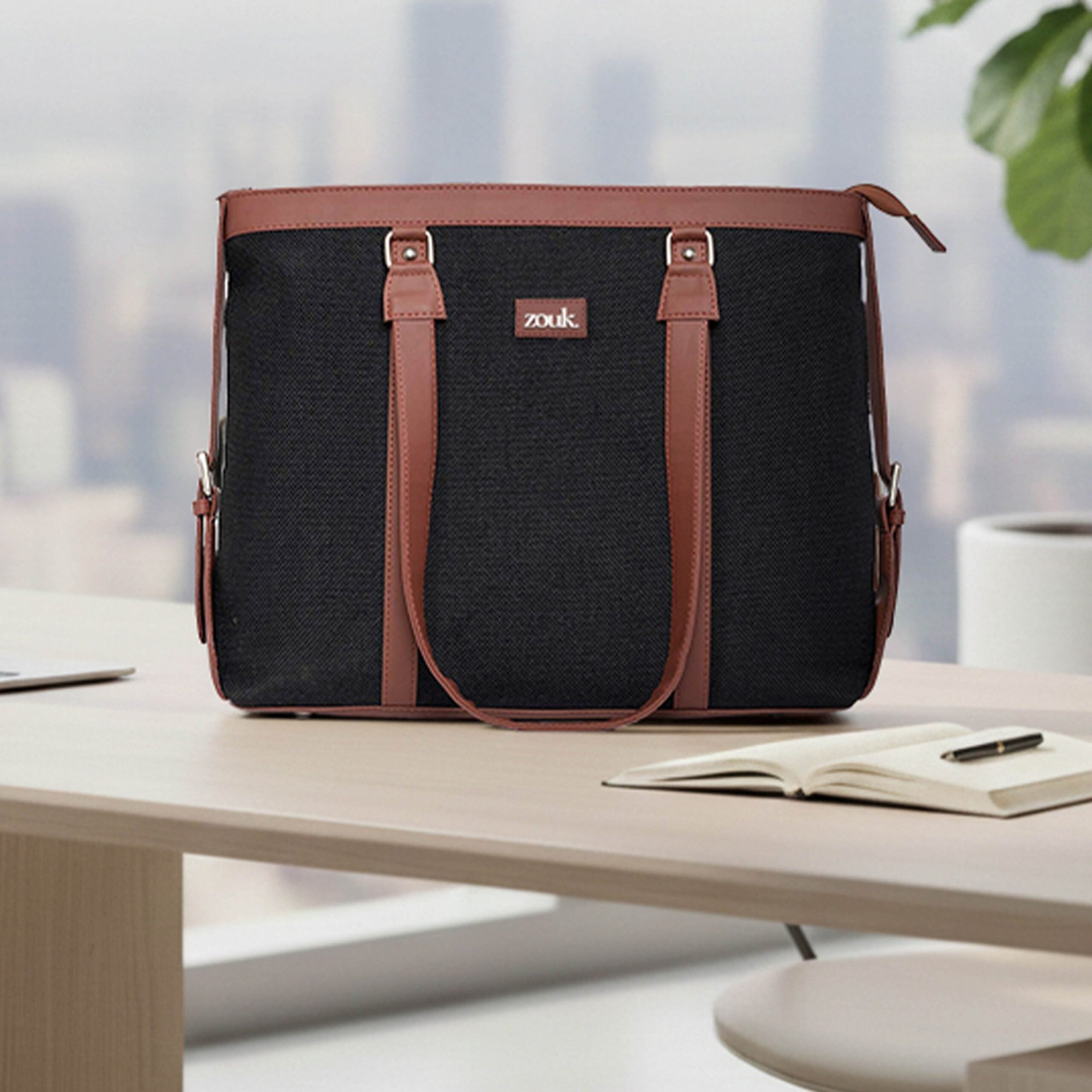 Jet_Black_Women_s_Office_Bag_2.jpg Jet Black Women's Office Bag - Image 1