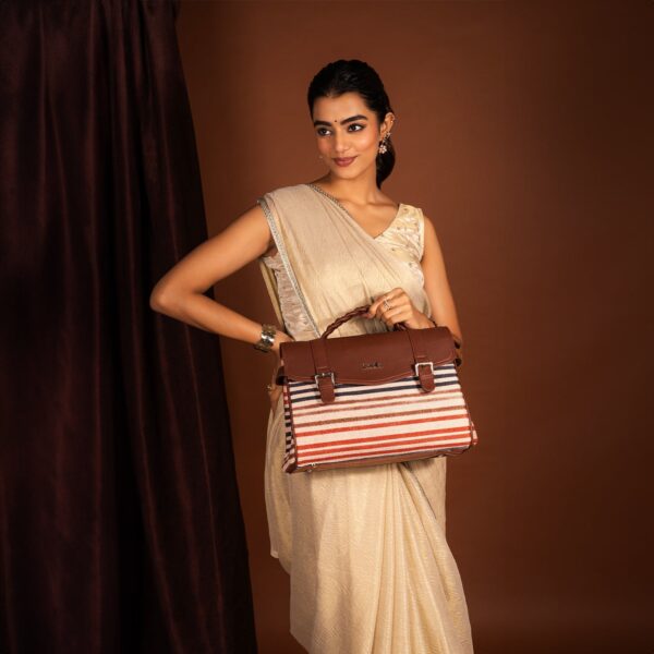 Konkona Heritage Satchel Bag - Qutub Stripes