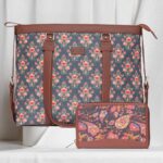Mughal Garden Print & Paisley Print - Women's Office Bag & Chain Wallet Combo