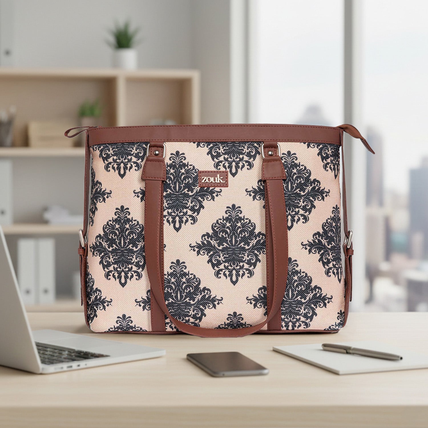 Mughal_Motif_Women_s_Office_Bag_2.jpg Mughal Motif Women's Office Bag - Image 1