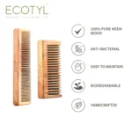 Ecotyl Vegan Neem Wood Comb Combo – Eco & Antimicrobial Hair Care - Image 3