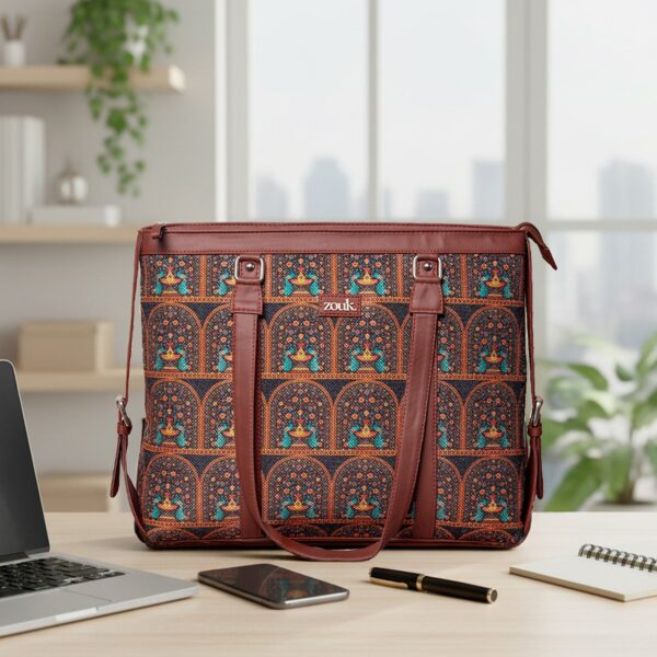 Royal Indian Peacock Motif Women's Office Bag