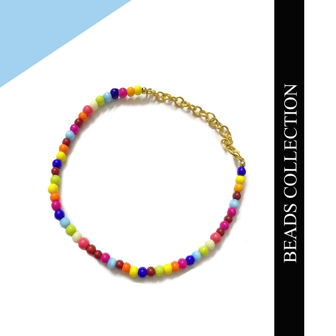 TCA060-4.jpg Multicolor Alloy Beaded Golden Anklet - Image 1