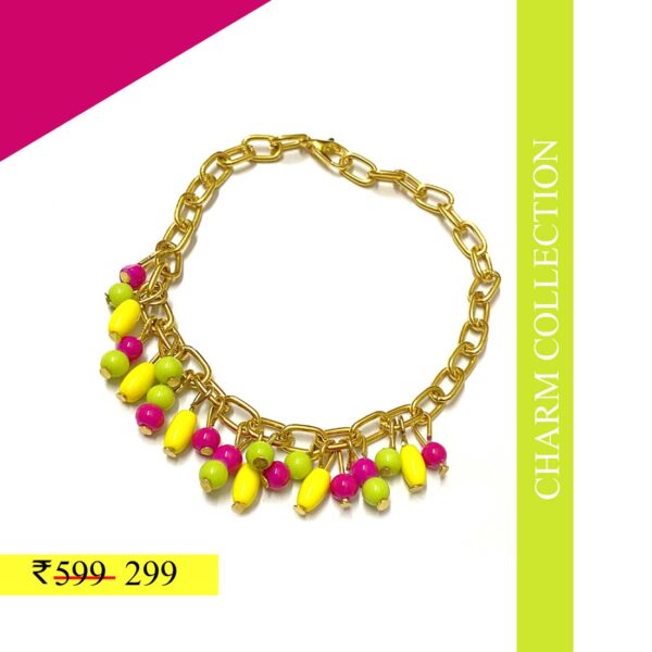 Multicolor Alloy Beaded Golden Bracelet