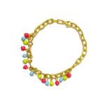 Multicolor Alloy Beaded Golden Bracelet - Image 2