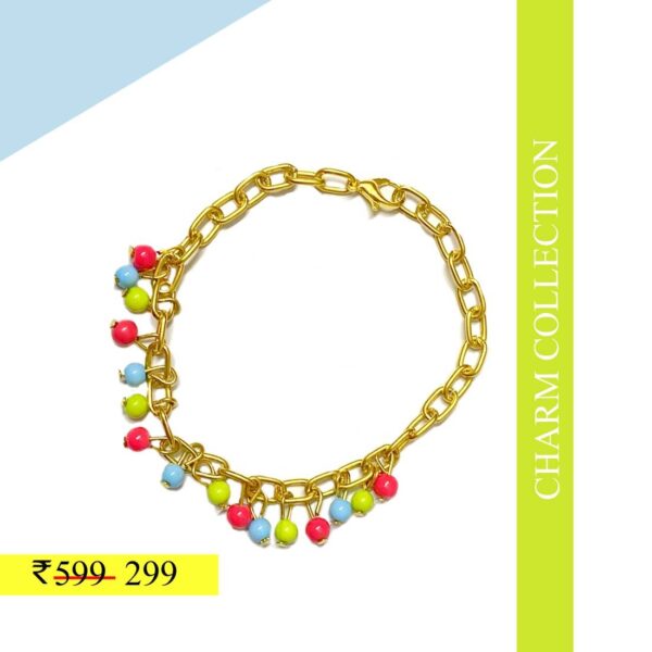 Multicolor Alloy Beaded Golden Bracelet