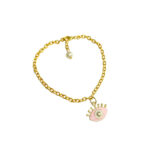 Pink Evil Eye Golden Charm Bracelet - Image 2
