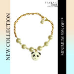 Black Panda Imitation Pearl Charm Bracelet