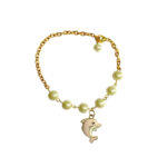 Pink Dolphin Imitation Pearl Charm Bracelet - Image 2