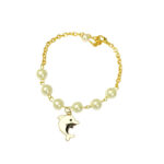 White Dolphin Imitation Pearl Charm Bracelet - Image 2
