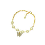 Grey Butterfly Imitation Pearl Charm Bracelet - Image 2