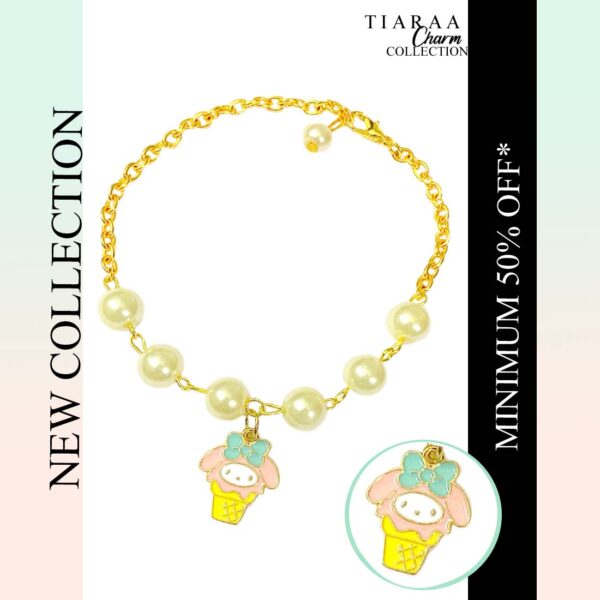 Bunny Imitation Pearl Charm Bracelet