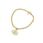 Pink Evil Eye Golden Charm Bracelet - Image 2
