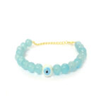 Blue Evil Eye Stone Golden Charm Bracelet - Image 2
