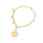 Pink Daisy Imitation Pearl Charm Bracelet - Image 2