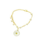 White Daisy Imitation Pearl Charm Bracelet - Image 2