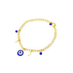 Blue Evil Eye Stone Golden Charm Bracelet - Image 2