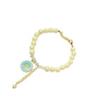 Blue Daisy  Crystal Pearl Charm Bracelet - Image 2