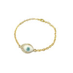 Golden White Evil Eye Golden Chain Charm Bracelet - Image 2
