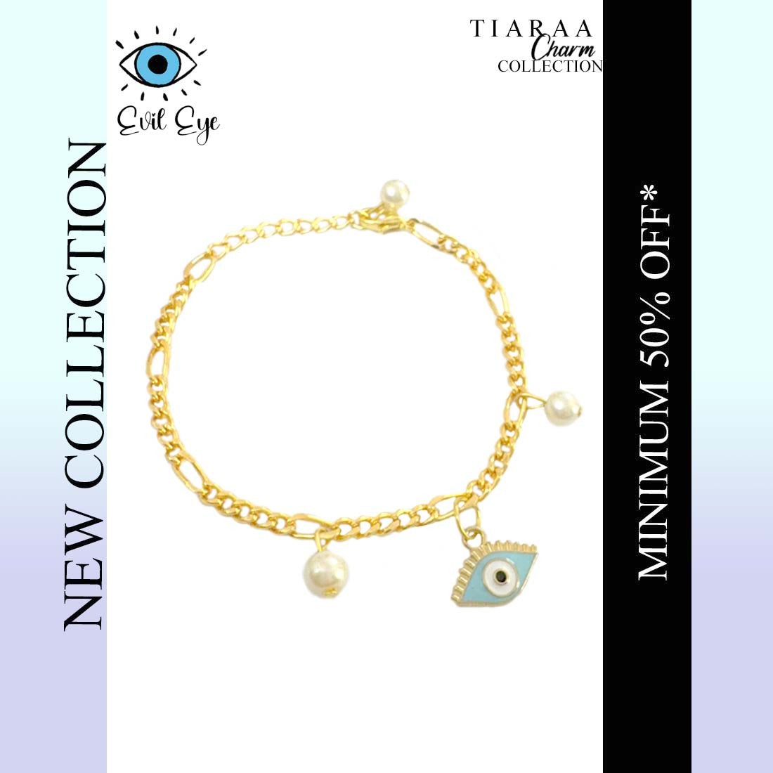 TCB400_4_copy.jpg Blue Evil Eye Pearl Charm Bracelet - Image 1