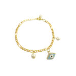 Blue Evil Eye Pearl Charm Bracelet - Image 2