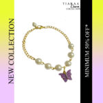 Purple Butterfly Imitation Pearl Charm Bracelet