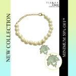 Blue Leaf Pearl Charm Bracelet