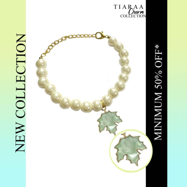 Blue Leaf Pearl Charm Bracelet