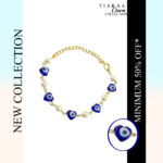 Heart Blue Evil Eye Pearl Charm Bracelet
