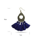 Blue Alloy Tassel Boho Chic Earrings - Image 2