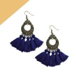 Blue Alloy Tassel Boho Chic Earrings