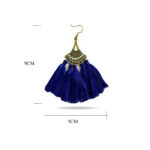 Blue Alloy Tassel Boho Chic Earrings - Image 2